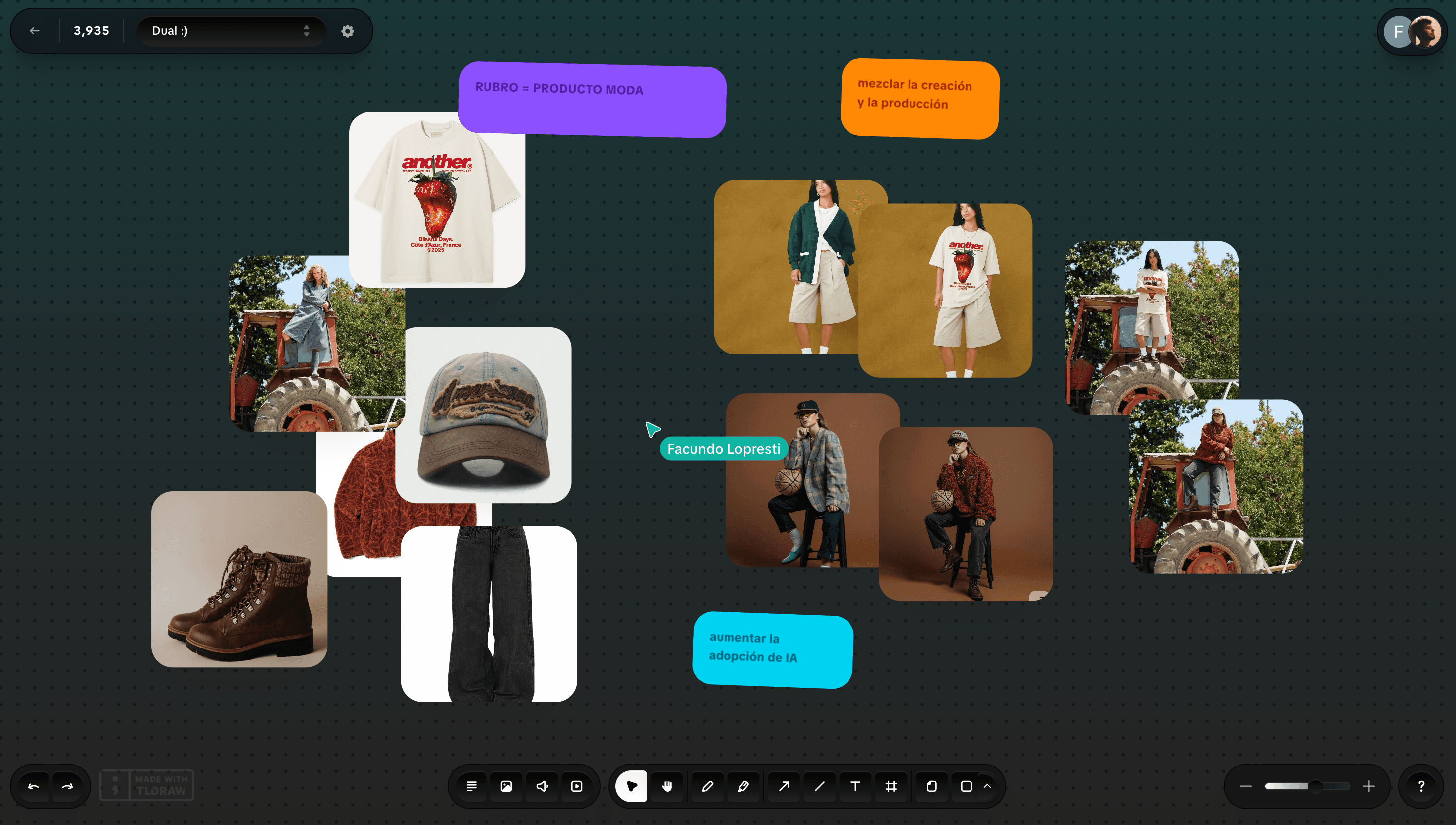 Tablero para ad cinematografico con moodboard y shot list